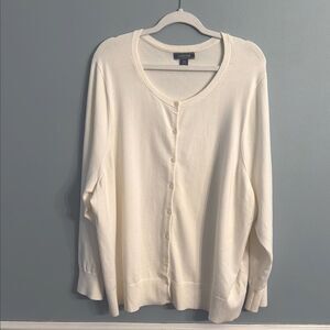 Lands' End Ivory Button-Up Cardigan Womens 4X